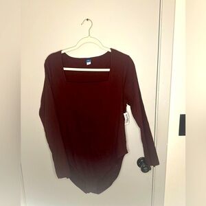 ⭐️ NWT Old Navy Burgundy Square Neck Long Sleeve Bodysuit XXL